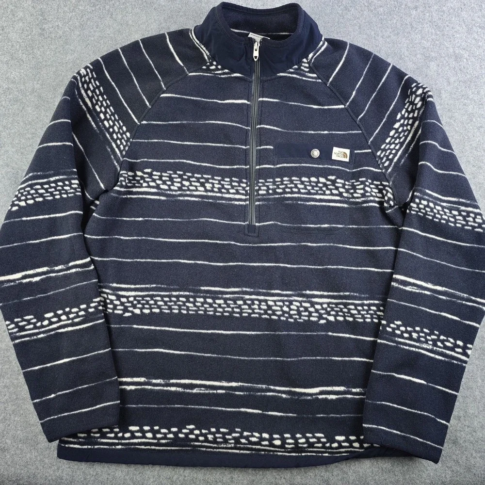 North Face Gordon Lyons 1/4 Zip Fleece Sweater‎ Mens Large Aztec Blue Pullover